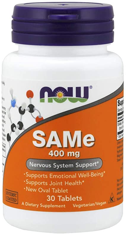 NOW Supplements, SAMe (S-Adenosyl-L-Methionine) 400 mg, Nervous System Support*, 30 Tablets