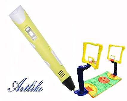 Artlike 3D Printing Pen Intelligent 3D Drawing Pen Toys with LED Screen Children Model Making Printer Pen (yellow)