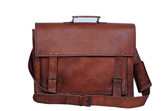 Komal's Passion Leather Handmade Laptop Messenger 14" Satchel Bag