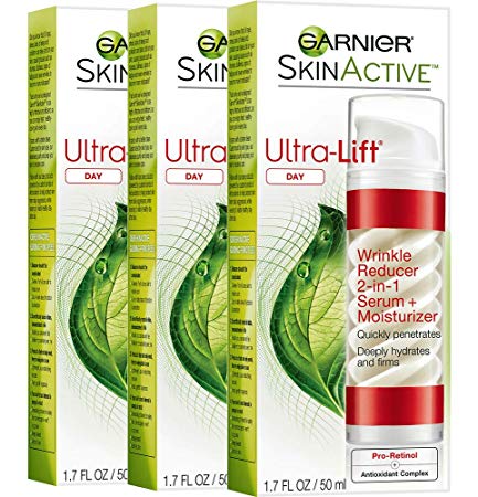 Garnier Ultra-Lift 2-In-1 Wrinkle Reducer Serum And Moisturizer For Wrinkles And Firming, 1.7 Fluid Ounce (Pack of 3)