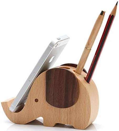 Exquisite Elephant Shape Wooden Pencil Pen Holder and Also can for Mobile Phone Holder