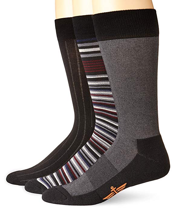 Dockers Men's 3 Pack Ultimate Fit - Elevated Dress Allover Stripe Crew Socks