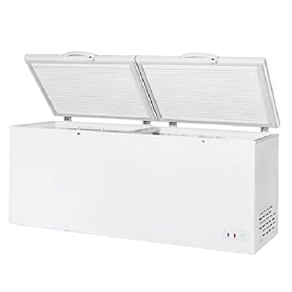 Maxx Cold 78.75” Wide Solid Hinged Split Top Commercial Sub Zero Chest Freezer Locking Lid NSF Garage Ready Keeps Food Frozen for 2 Days in Case of Power Outage, 23.6 Cubic Feet 669 Liter, White