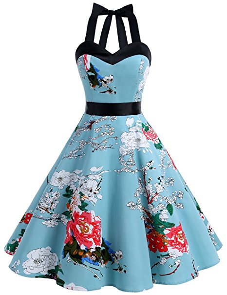 DRESSTELLS Vintage 1950s Rockabilly Polka Dots Audrey Dress Retro Cocktail Dress