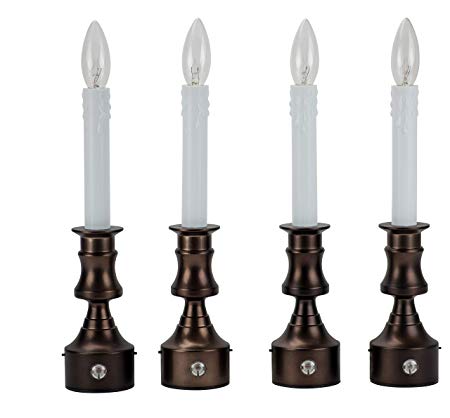 Boston Warehouse Allure Electric Indoor Flameless LED Window Candles with Timer, Set of 4, Bronze