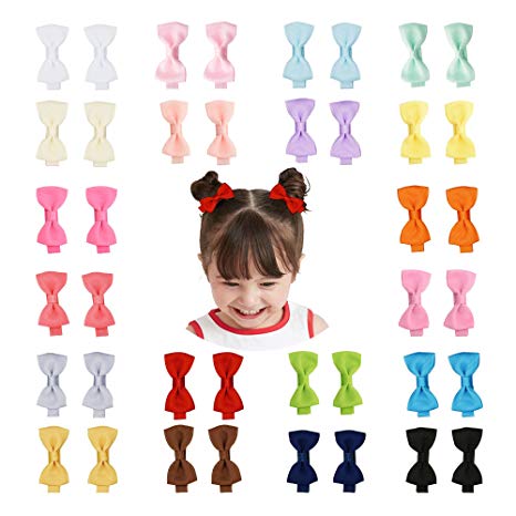 Prohouse Tiny Hair Bows Fully Lined Hair Clips for Baby Girls Fine Hair Infants Toddlers