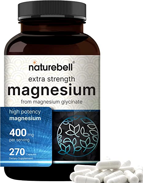 Magnesium Glycinate 400mg, 270 Capsules – 100% Chelated for Max Absorption – Bioavailable Mineral Supplement for Muscle, Joint, Enzyme, & Heart Health (90 Servings)