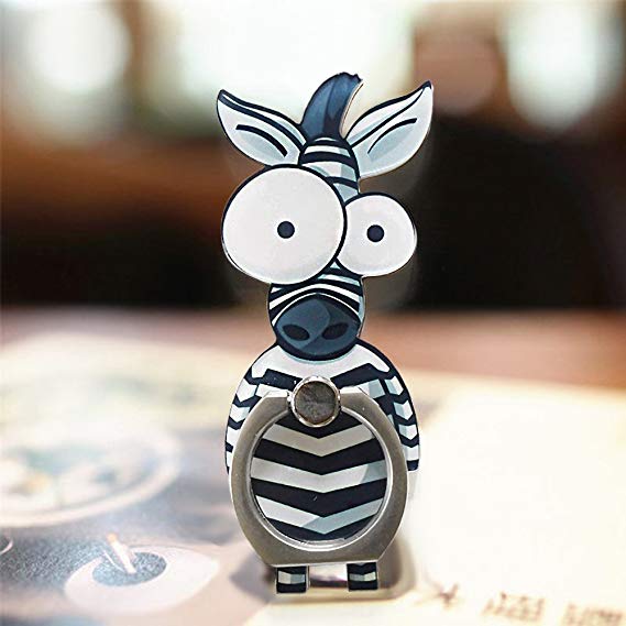 VEBE Cell Phone Finger Ring Holder Cute Animal Smartphone Stand 360 Swivel for iPhone, Ipad, Samsung HTC Nokia Smartphones, Tablet (Zebra)