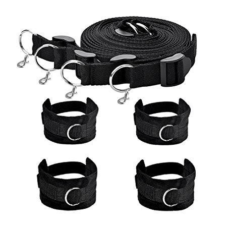 Bravolink Fetish Bed Restraint Kit with Hand Cuffs Ankle Cuff Bondage Collection For Male Femanle Couple (size1)