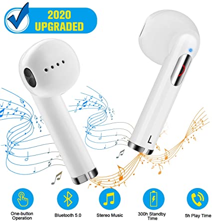 Wireless Earbuds,Bluetooth Earbuds Wireless Earphones Stereo Wireless Earbuds with Microphone/Charging Case Bluetooth in Ear Earphones Sports Earpieces Compatible iOS Samsung Android Phones White