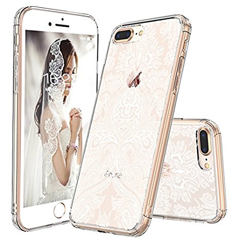 iPhone 8 Plus Case, iPhone 7 Plus Case, MOSNOVO Damask Henna Mandala Lace Pattern Printed Clear Design Transparent Plastic Back Case with TPU Bumper Protective Case Cover for iPhone 7 Plus/8 Plus