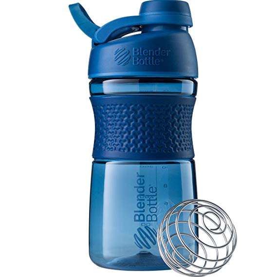 BlenderBottle SportMixer Twist Cap Tritan Grip Shaker Bottle, 20-Ounce, Navy