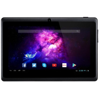 Alldaymall A88X 7 inch Android Tablet PC- Allwinner A33 Quad Core 1.3GHz, HD touch Screen 1024x600, Dual Camera, Bluetooth, Wi-Fi, 8GB, 3D Game Supported- Black