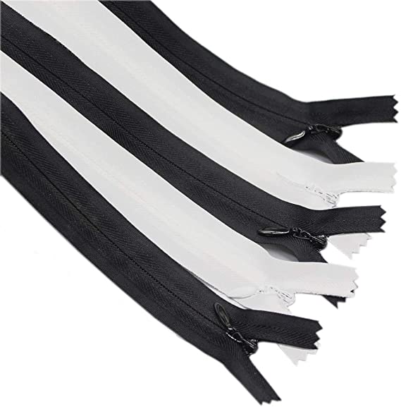 Meillia 40PCS 20 inch Black and White Invisible Zippers Bulk for Tailor, Sewing, Craft, Sewer, Sewing Crafter (20" 40pcs)