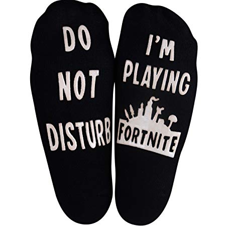Lakatay Soft Unisex Sock IF You Can Read This Bring Me Some Wine Cotton Socks (Tall Black(I'm Playing Fortnite)-3, one size)