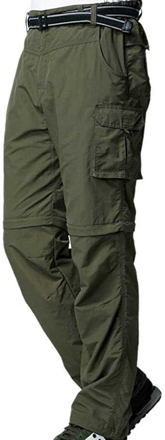 Mens Hiking Pants Convertible Quick Dry Lightweight Zip Off Outdoor Fishing Travel Safari Pants