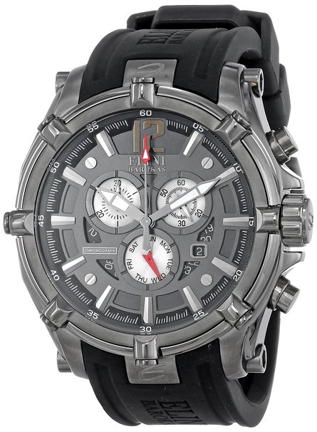 Men's ELINI-10179-GM-014 Furtitudo Analog Display Swiss Quartz Black Watch