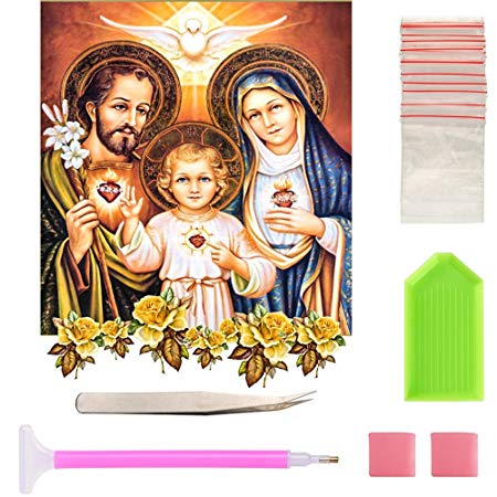 5D DIY Diamond Painting, By Number Kits Crafts & Sewing Cross Stitch, Jesus Canvas Painting Full Drill DIY kit, Wall Stickers for Living Room Decoration 16X12inch/40X30CM (Jesus)