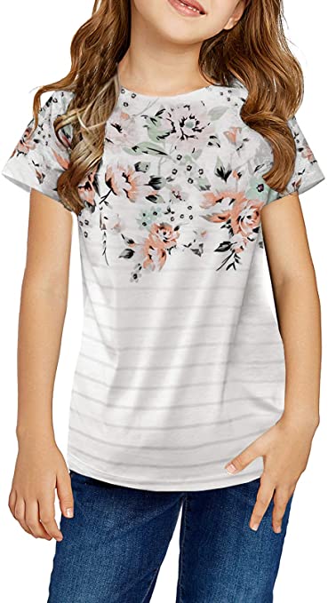 Dokotoo Girls Short Sleeve Shirts Sweat Girls' Tops, Tees & Blouse