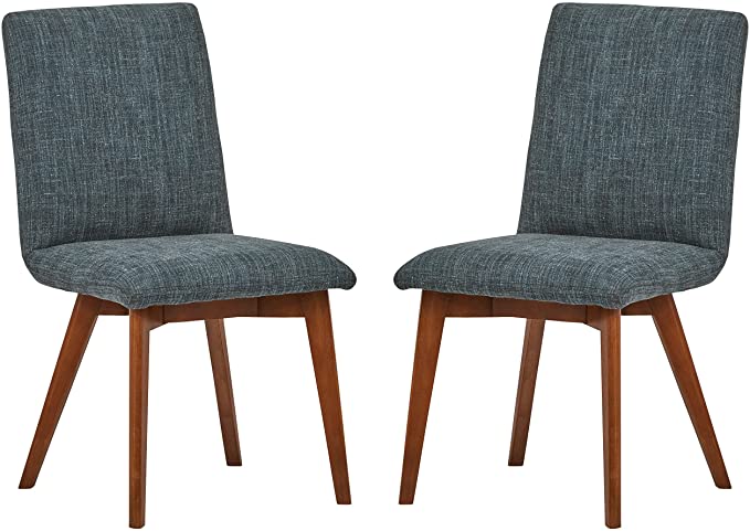 Amazon Brand – Rivet Ricky Mid-Century Modern Set of 2 Kitchen Dining Room Table Chairs, 37 Inch Height, Marine Blue