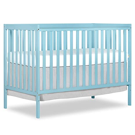 Dream On Me Pine Wood Finish Synergy 5-in-1 Convertible Multipurpose Baby Crib - Aqua Sky