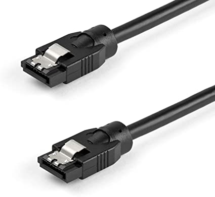 StarTech.com 24 Inch (60cm) Round SATA Cable - Latching Connectors - 6Gbs SATA Data Cord - SATA Hard Drive Power Cable - Black (SATRD60CM)