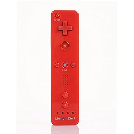 AMGGLOBAL® Built in Motion Plus Remote Controller For Nintendo Wii Remote WII FREE SILICONE COVER PINK BLACK BLUE WHIE RED DARK BLUE (RED)