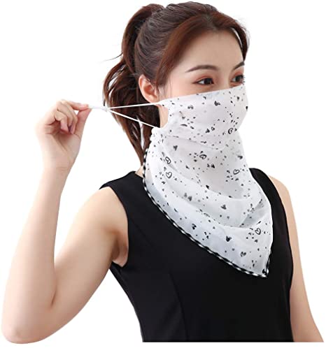 Women's Sun Protection Mask Silk Neck Scarf Masks Seamless Face Mask Bandanas for Dust, Outdoors, Festivals, Sports