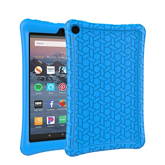 AVAWO Silicone Case for Amazon Fire HD 8 Tablet with Alexa (7th/8th Generation, 2017/2018 Release) - Anti Slip Shockproof Light Weight Protective Cover [Kids Friendly], Blue