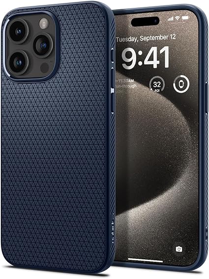 Spigen Liquid Air Armor Designed for iPhone 15 Pro Max Case (2023), [Military-Grade Protection] - Navy Blue