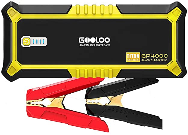 GOOLOO 4000A Peak SuperSafe Car Jump Starter (All Gas, up to 10.0L Diesel Engine) 12V Auto Battery Jumper Booster with USB Quick Charge and Type C Port, Portable Power Pack for Trucks, SUVs