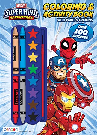 Marvel Super Hero Adventures 128-Page Coloring Book with Paints and Crayons 47528