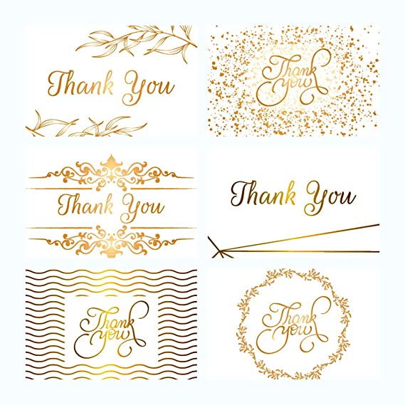 120 Elegant Blank Thank You Cards with envelopes, 6 Different Designs, All in Each Boxset. Great for All Special Occasions (Weddings, Birthdays, Graduation, Bridal and Baby Shower and many more)