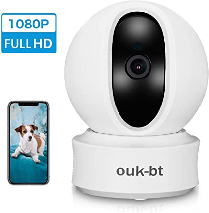 OUK-BT Wireless Security Camera, IP Camera 1080P 2MP Video Baby Monitor, WiFi Home Security Indoor Camera, Motion Detection, 2 Way Audio Night Vision Compatible with Alexa Echo and Google Home