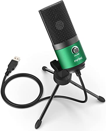 FIFINE USB Microphone for Computer, PC/Laptop Gaming Microphone with Volume Control, Condenser Mic for Streaming, Podcasting, Twitch, Discord, Green - K669G