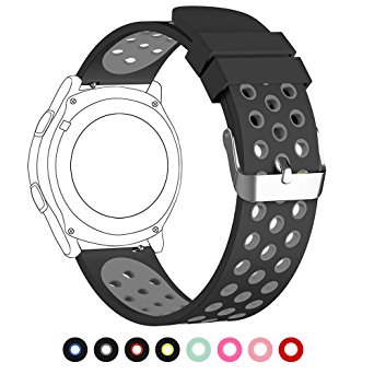 22mm Universal Smart Watch Bands, FanTEK Soft Silicone Sport Quick Release Watch Strap Wristband for Pebble Time Steel/ Moto 360 for Men (2nd Gen 46mm)/ Samsung Gear S3 Frontier/Classic--Normal Size