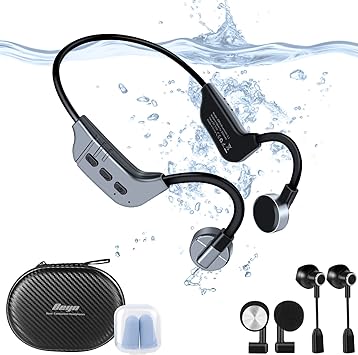 Bone conduction, air conduction, in-ear, 3-in-1 headphones. New Technology Patent Ultralight IPX8-Waterproof Swimming Headphones-Bluetooth 5.3 with Mic - MP3 Play Built-in 32G Memory With Case