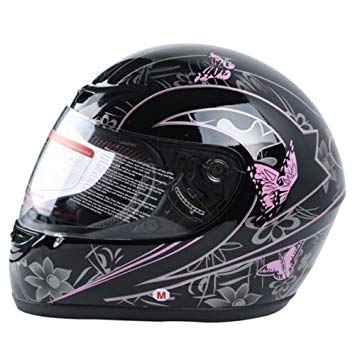 XFMT DOT Adult Pink Black Butterfly Motorcycle Street Full Face Helmet S