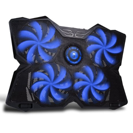 Marvo FN-30 15 - 17inch Gaming Laptop Powerful Cooling Pad 4x120mm Blue LED Light Fan With Hub,Speed Controller,Adjustable Height Setting