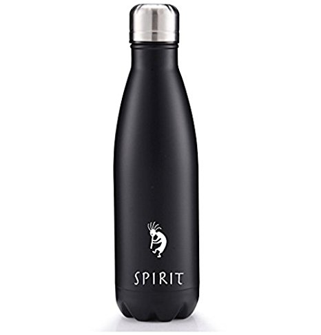 Spirit Vacuum Sealed Insulated Stainless Steel Portable Water Bottle, Leak-Proof, Double Walled, 17 oz, Black