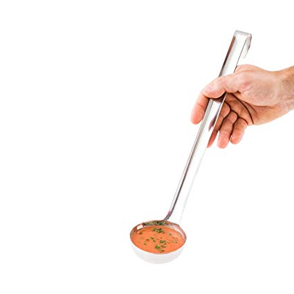 Stainless Steel Serving Ladle, Serving Spoon - Hook Handle - Commercial Grade - 4 oz - 1ct Box - Met Lux - Restaurantware