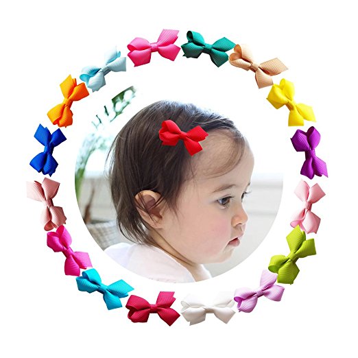 Ruyaa Tiny 2" Hair Bows Fully Lined Hair Clips for Baby Fine Hair Infants Toddlers