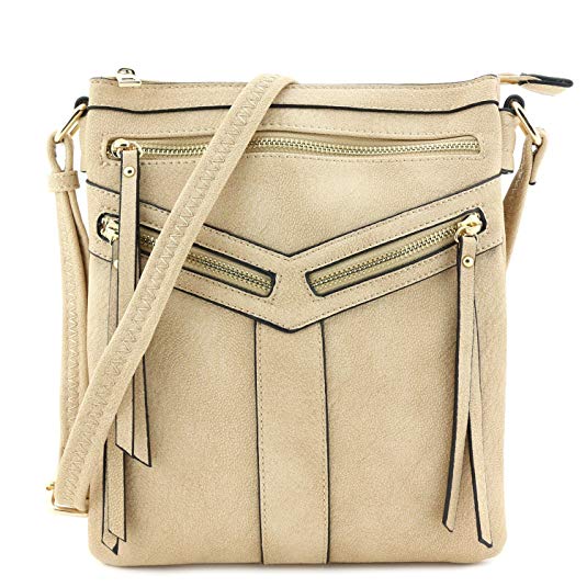 Double Compartment Crossbody Bag with Zipper Accent