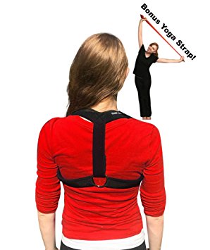 Posture Corrector for Women and Men by CAMP BEN (X-Large Size 47-57 inches) Figure 8 Clavicle Brace w/ Adjustable Back | Shoulder Support for Hunchback Kyphosis | Broken Collarbone | Bonus Yoga Strap
