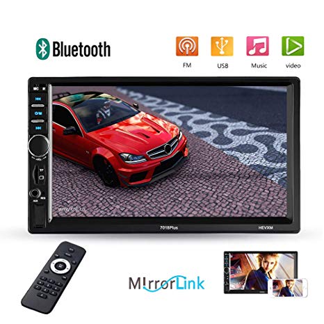 Podofo Double Din Car Stereo - Bluetooth Radio Receiver 7'' LCD Touch Screen MP3/USB/SD FM Audio/Radio Support iOS/Android Mirror Link Bluetooth Hands Free Calling