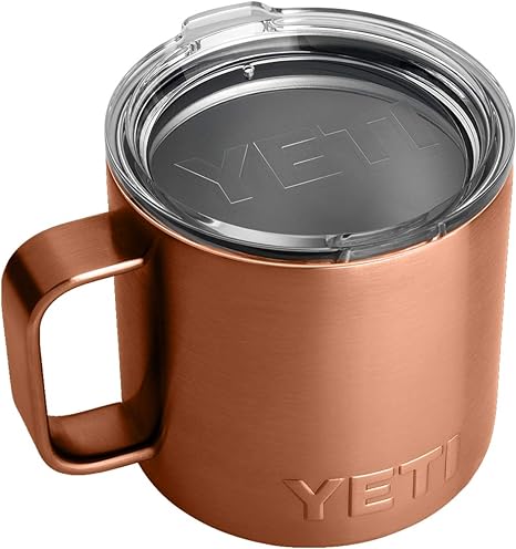 YETI Rambler 14 oz Mug, Stainless Steel, Vacuum Insulated with Standard Lid, Copper