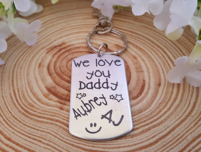 We love you Daddy Engraved Key Chain with Kids Names | Gift for Dad | Choose a Phrase or use your own for the back