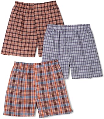 Fruit of the Loom Men's 3-Pack Assorted Tartan Plaids Woven Boxers