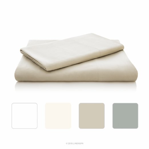LINENSPA Ultra Soft Luxury 100% Rayon from Bamboo Sheet Set - Twin XL - Sand