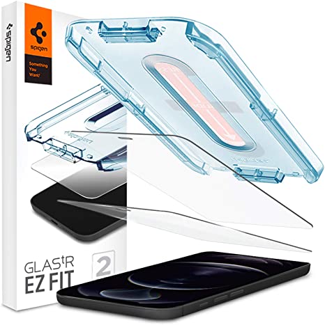 Spigen Tempered Glass Screen Protector [Glas.tR EZ FIT] Deisgned for iPhone 12 Pro Max - Sensor Protection / 2 Pack